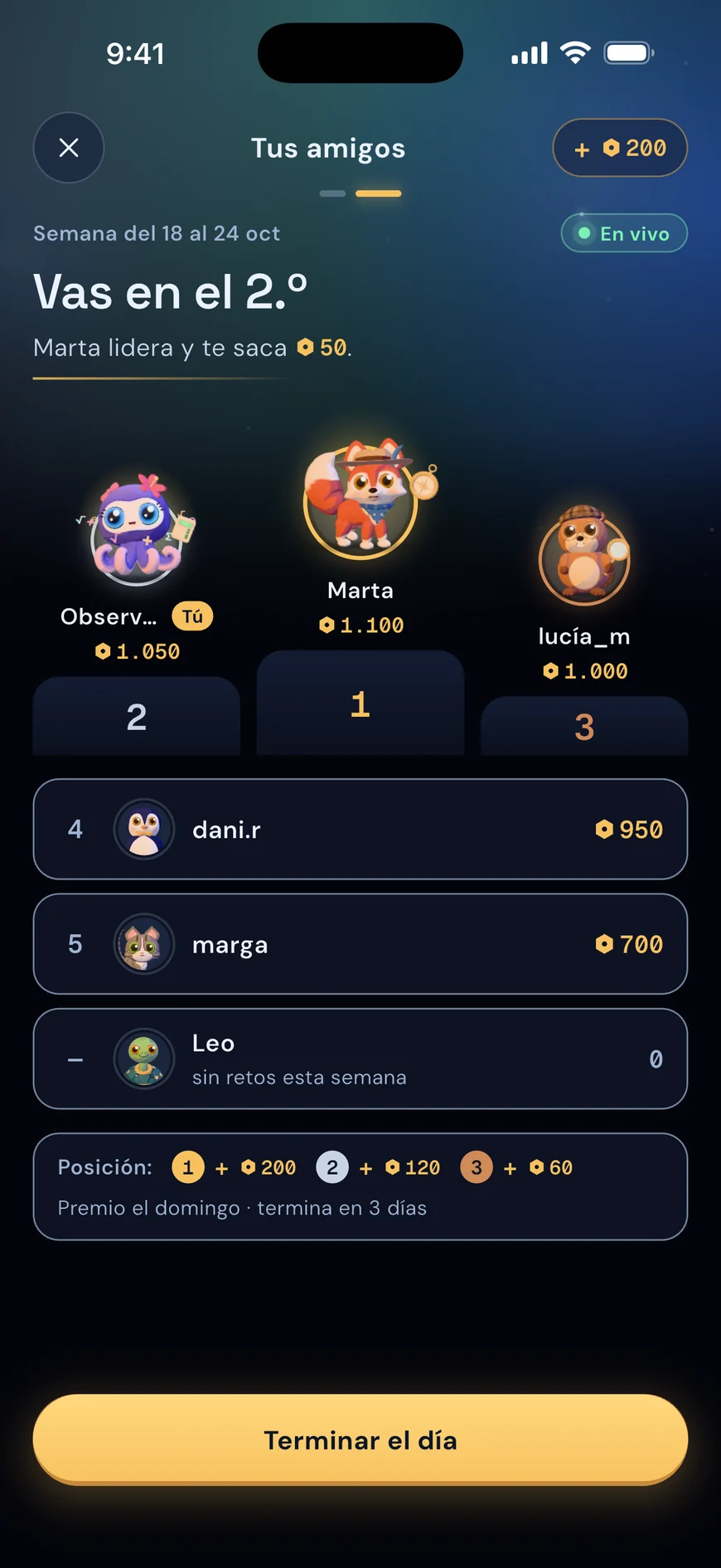 Sube en la tabla semanal con tus amigos