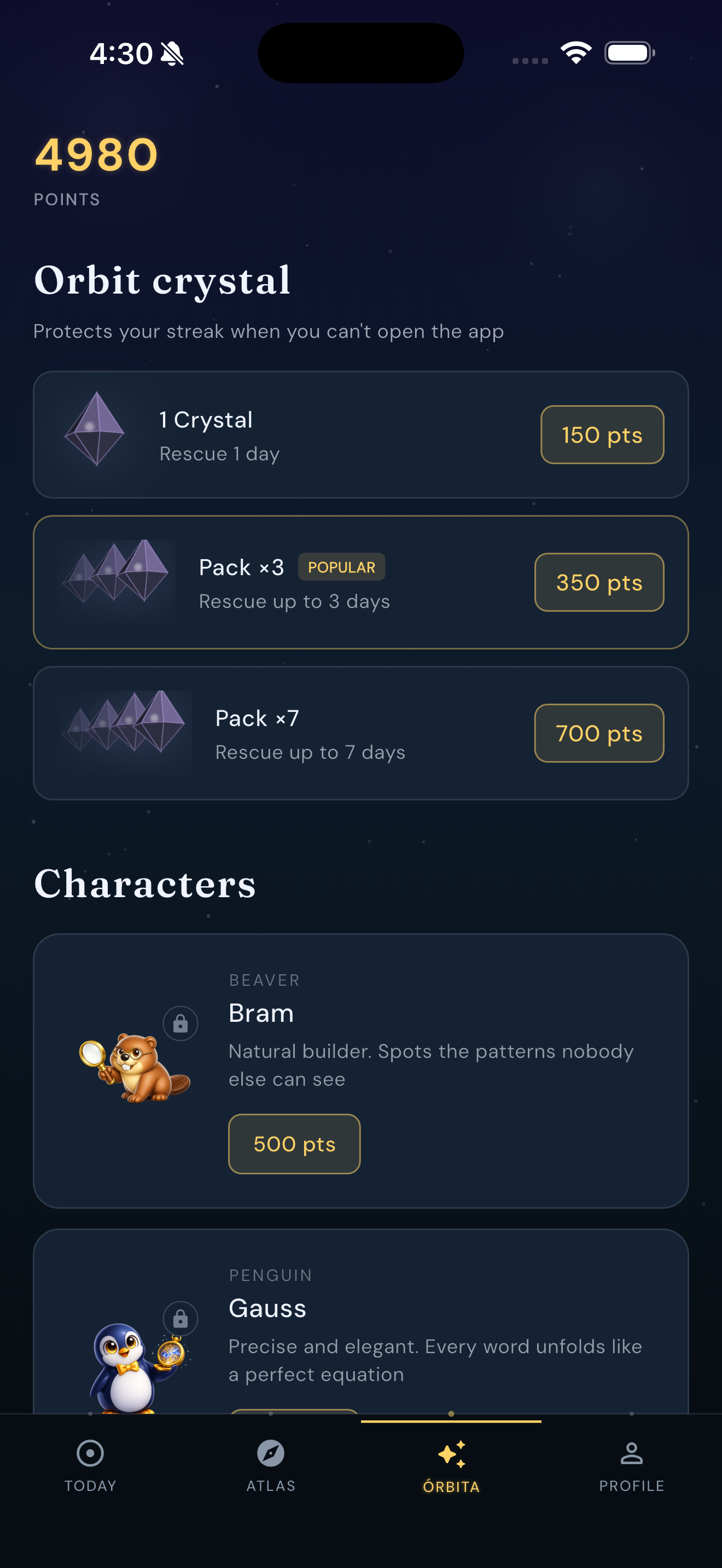 Use your points to buy Orbit Crystals